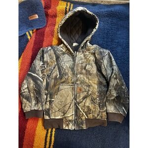 VTG Carhartt REAL TREE  Camo J130 CMO Duck Cotton Active Jacket Size Small 8-10